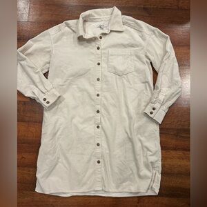 Madewell Womens Corduroy Mini Shirtdress Pockets Lighthouse Ivory Size Small